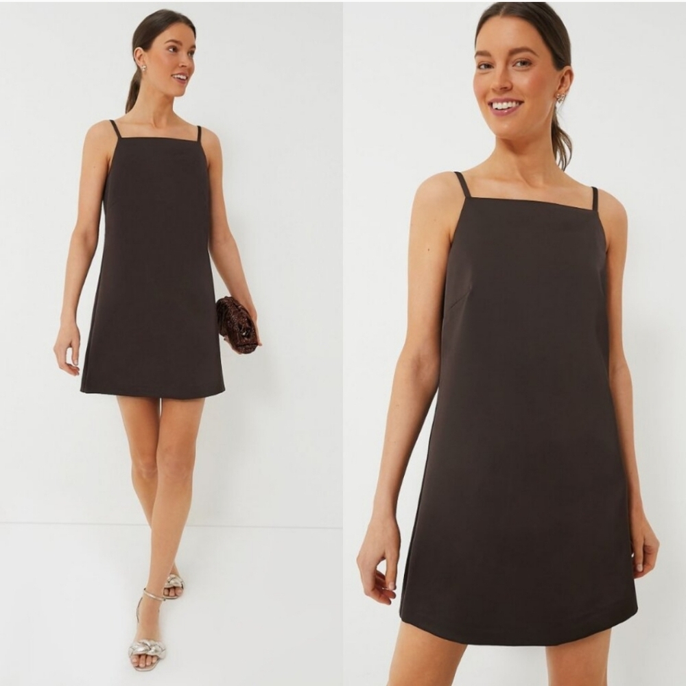 Tuckernuck Satin Lara Mini Dress Size 0 Chocolate Brown NWT 90s Style